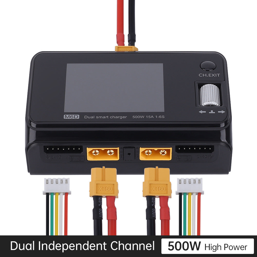 M6D 500W 25A DC Dual-Channel Caricabatterie Intelligente per Bilanciamento e Scaricamento per batterie 1-6S LiPo/LiHV/LiFe/LiIon, 1-16S NiMH, 1-10S PB