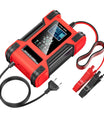 Bilbatterioplader, 12V 12A / 24V 6A bly-syre AGM LiFePO4 batterioplader, køretøjsoplader, 7-trins intelligent batterioplader med LED-display til biler, lastbiler, motorcykler og plæneklippere