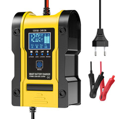 Cargador de batería para coche y motocicleta de 12V 6A / 24V 3A, cargador inteligente multifunción de reparación con detección de temperatura para baterías de plomo-ácido, AGM, gel, de ciclo profundo, de litio y LiFePO4