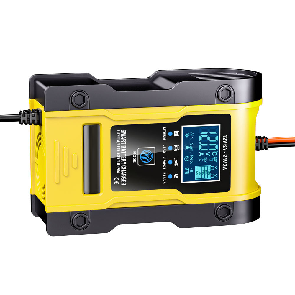 Cargador de batería para coche y motocicleta de 12V 6A / 24V 3A, cargador inteligente multifunción de reparación con detección de temperatura para baterías de plomo-ácido, AGM, gel, de ciclo profundo, de litio y LiFePO4