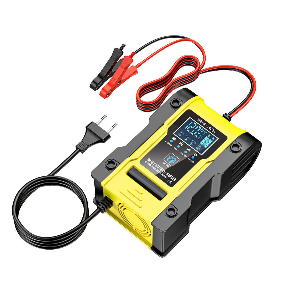 Cargador de batería para coche y motocicleta de 12V 6A / 24V 3A, cargador inteligente multifunción de reparación con detección de temperatura para baterías de plomo-ácido, AGM, gel, de ciclo profundo, de litio y LiFePO4