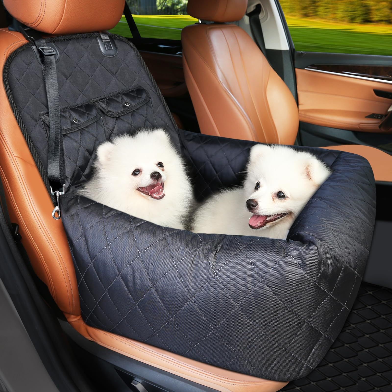 NOEIFEVO CA11 Asiento de coche para perros, cama central para asiento de perro, transportador portátil para perros, bolsa de viaje de seguridad para perros y gatos