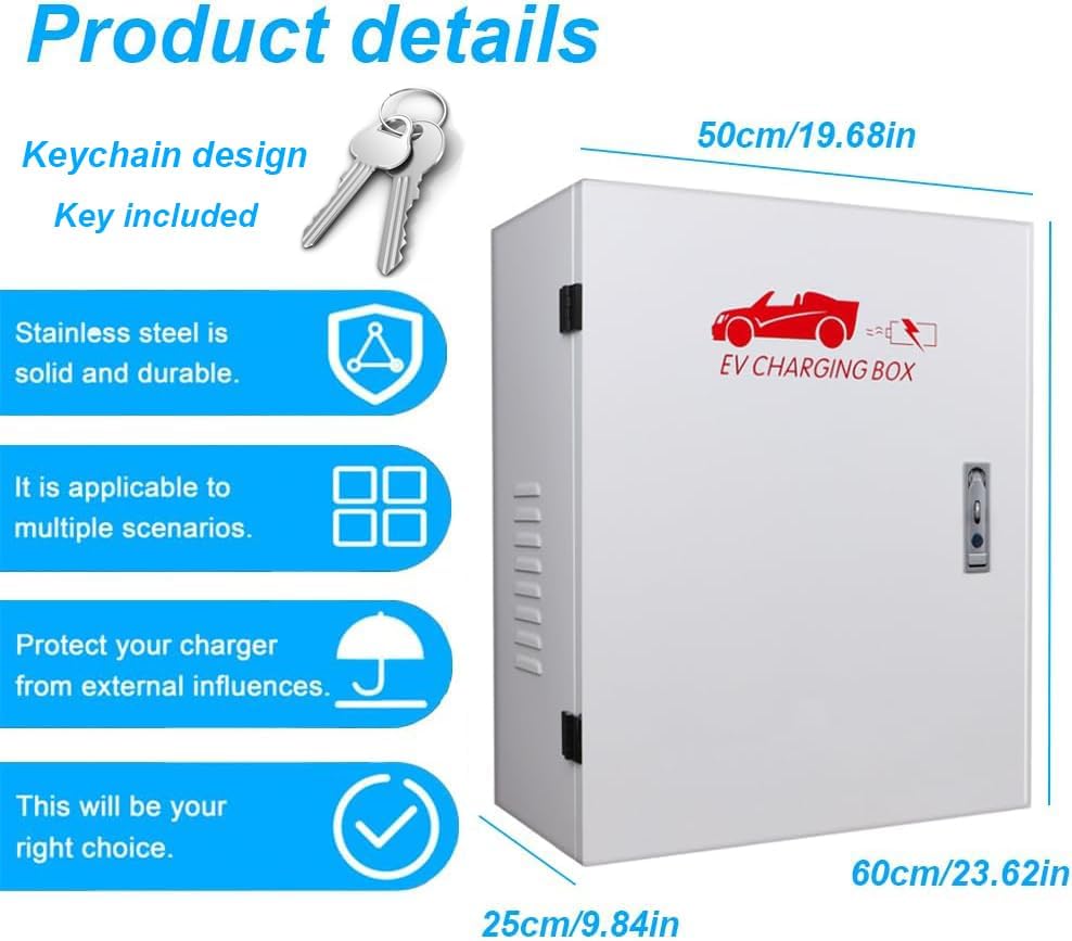 NOEIFEVO EV תיבת מגן Wallbox, מתאים מטעני EV שונים, וו לאחסון, חסין גניבה, מוגן מפני גשם ואבק