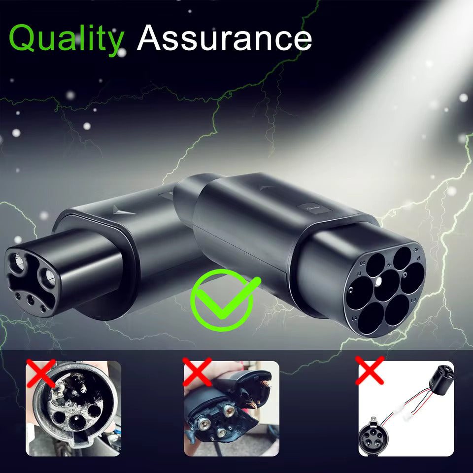 NOEIFEVO Type 2 til Tesla Adapter AC 7,2 kW 32A 220V, passer til Tesla Model S/X/3, til Type 2 AC EV-oplader til opladning af Tesla-køretøjer