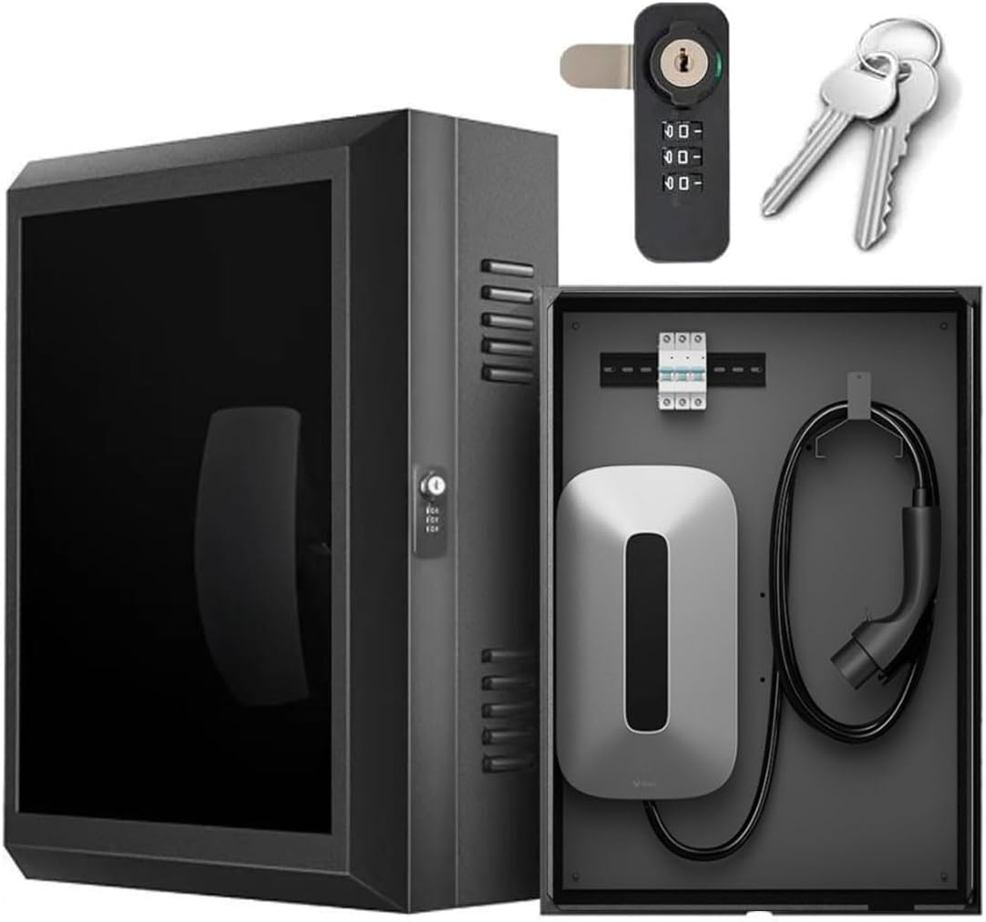 NOEIFEVO Wallbox Wetterschutz,Ladebox für EV-Ladegeräte – Diebstahlsichere Schutzbox für Ladestationen, Regenschutz UV,Mit Zahlenschloss und Schlüssel