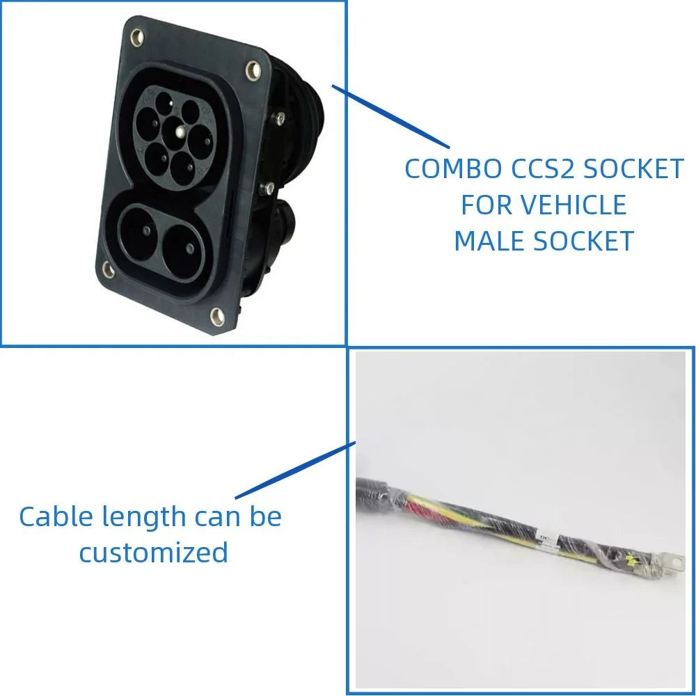 Soquete CCS2 Combo EV para carro elétrico EVSE, soquete 80A/125A/150A/200A CCS2