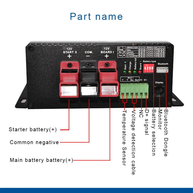 NOEIFEVO 12V 60A DC-DC Batterioplader Booster til RV, camper og båd, til LiFePO4 Lithium Bly AGM GEL batterier, understøtter Bluetooth