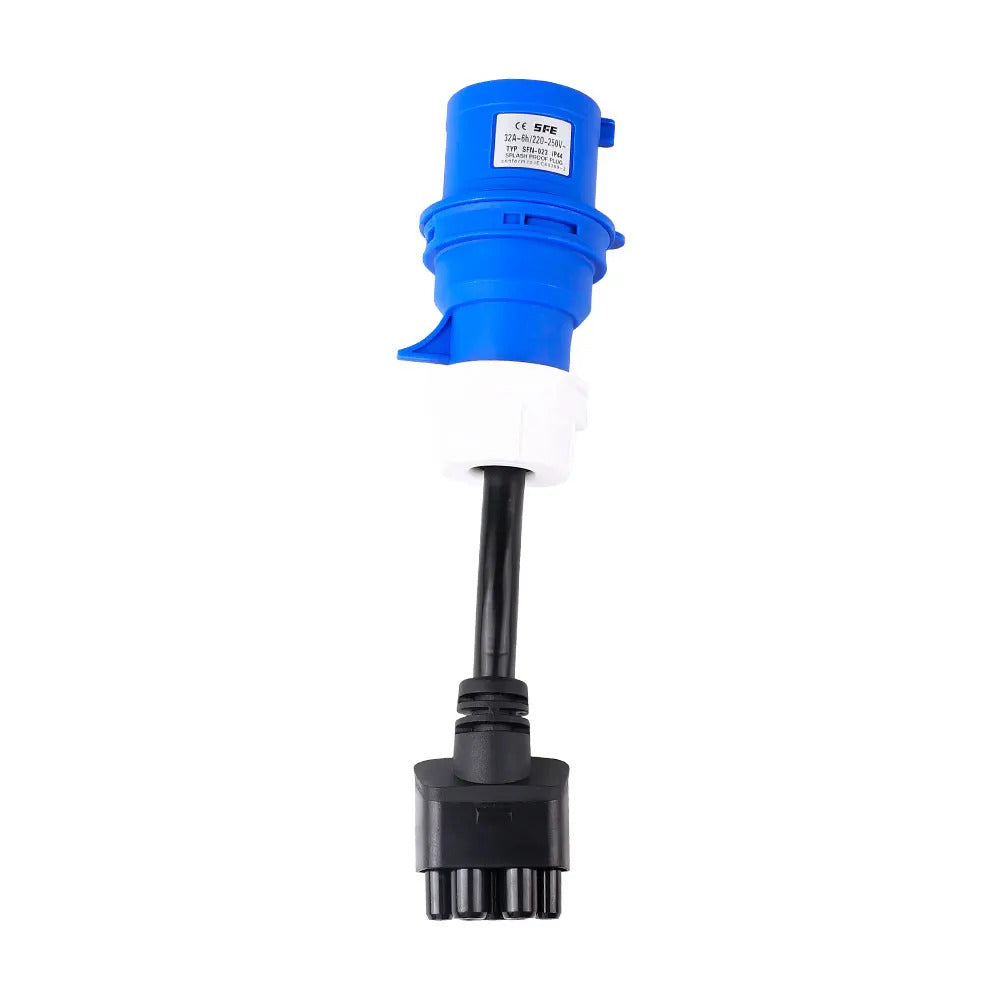 CEE32A 1-Phasen-Blau-Stromadapter, kompatibel mit Tesla Model X, S, Y und Gen 2 EV-Ladegerät