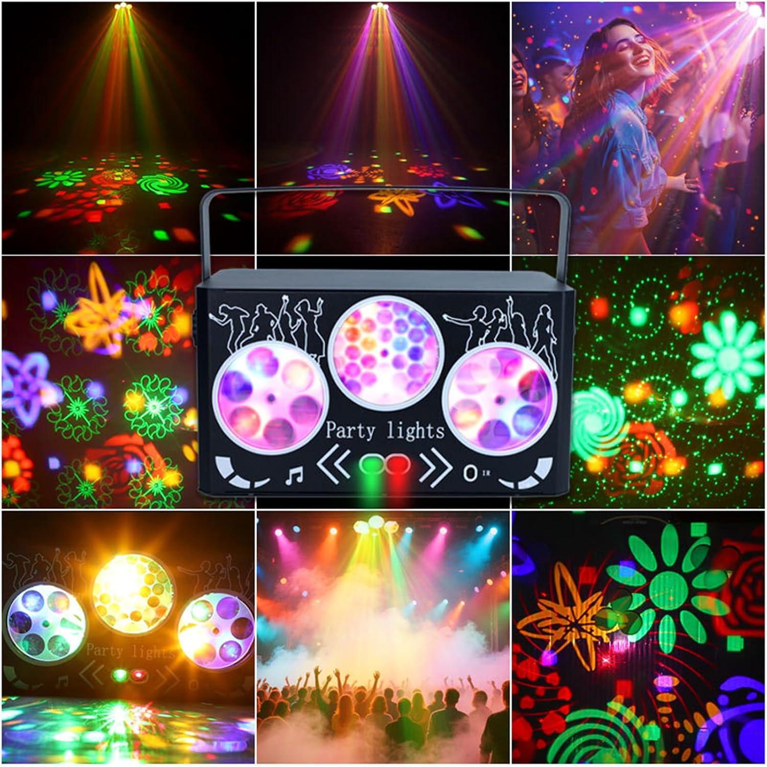 DJ Disco Partybeleuchtung, RGBW 4-in-1 Spezialeffekt-Muster-Laserlicht mit DMX512-Soundsteuerung, Bühnenbeleuchtung für DJ-Clubs, Partys, KTV, Bars, Veranstaltungen, Shows und Festivalpartys