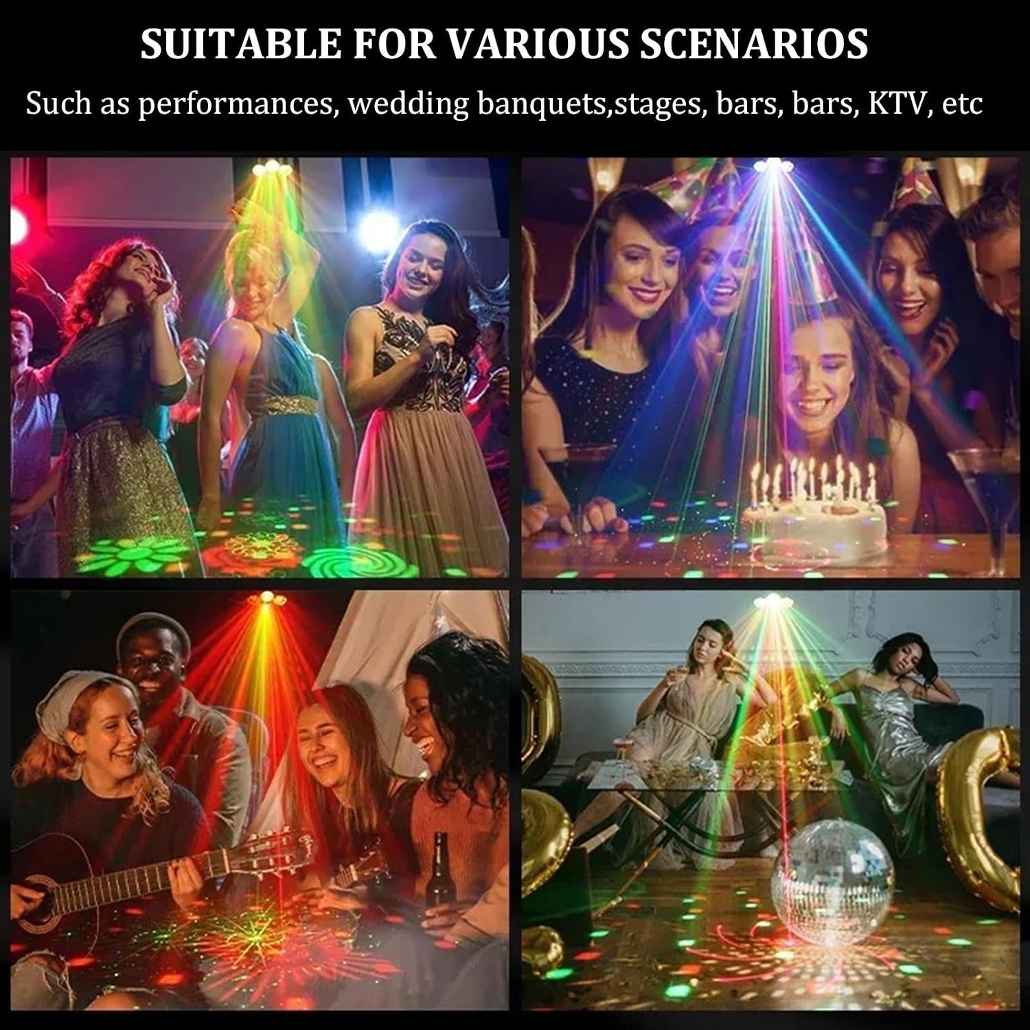 DJ Disco Partybeleuchtung, RGBW 4-in-1 Spezialeffekt-Muster-Laserlicht mit DMX512-Soundsteuerung, Bühnenbeleuchtung für DJ-Clubs, Partys, KTV, Bars, Veranstaltungen, Shows und Festivalpartys
