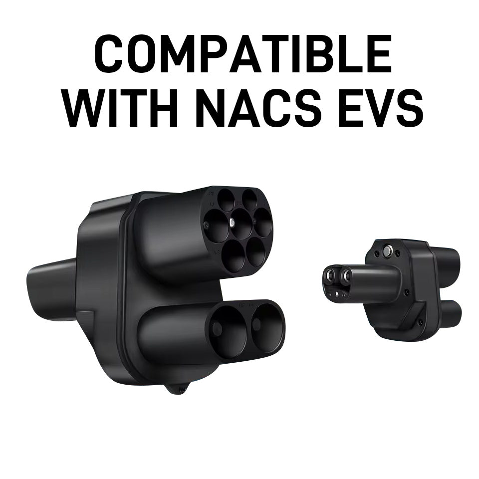 NOEIFEVO CCS2 ja Tyyppi 2 Tesla NACS EV-latausadapteri, AC 32A DC 400A, yhteensopiva Tesla Model 3/X/Y kanssa, valmistettu Yhdysvalloissa, CCS2-yhdistelmäadapteri, tukee CCS2- ja Tyyppi 2-latureita