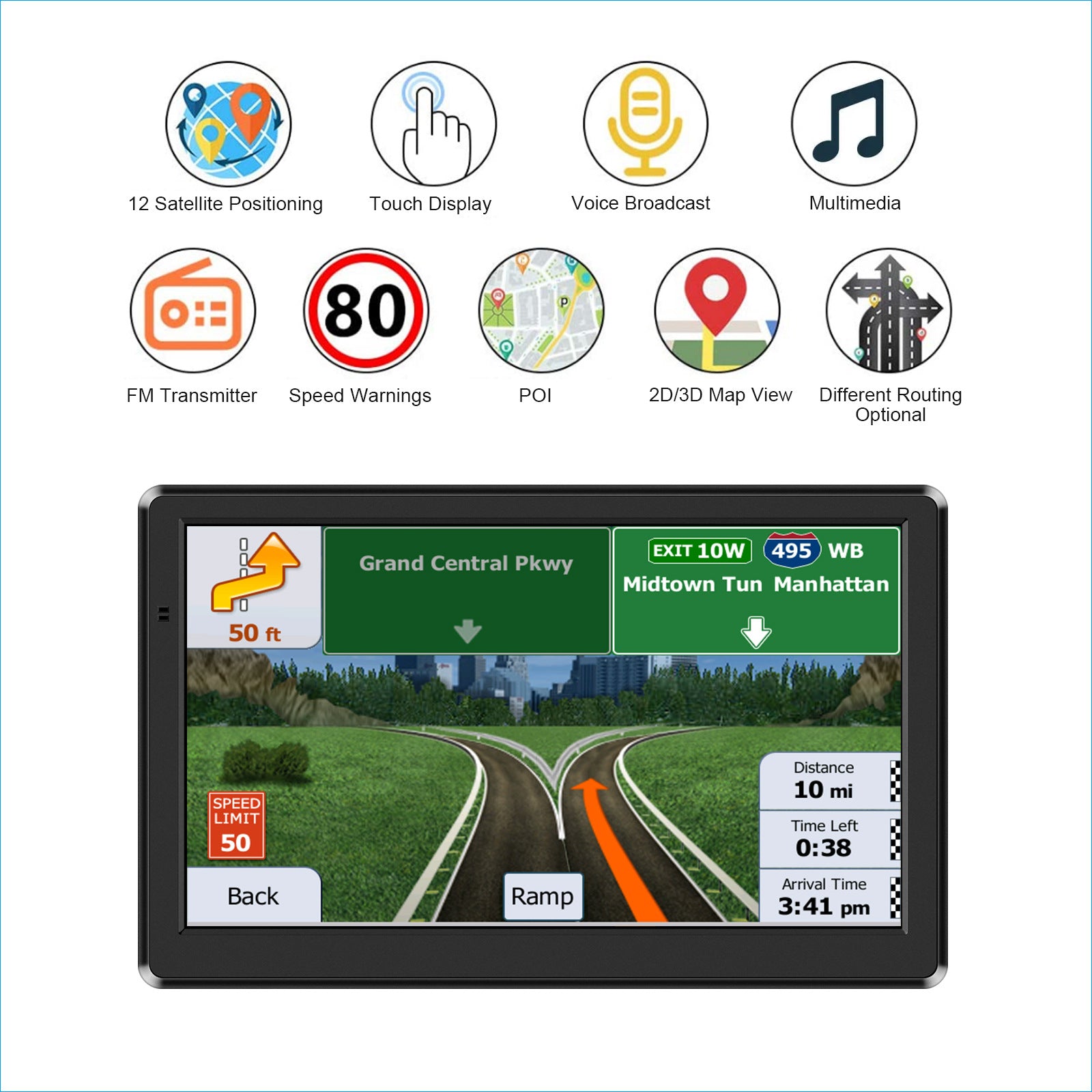 NOEIFEVO X20 Navigazione GPS, Schermo Touchscreen da 7 pollici con Mappe Europa, 8GB 256MB, Multilingue, Supporto FM, per Auto/Furgoni/Camion